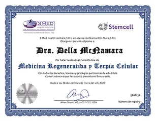 diploma del curso de medicina regenerativa y celulas madre