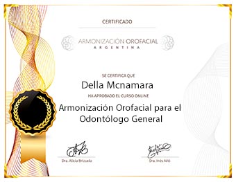 Diploma del curso online de armonizacion orofacial para odontologos